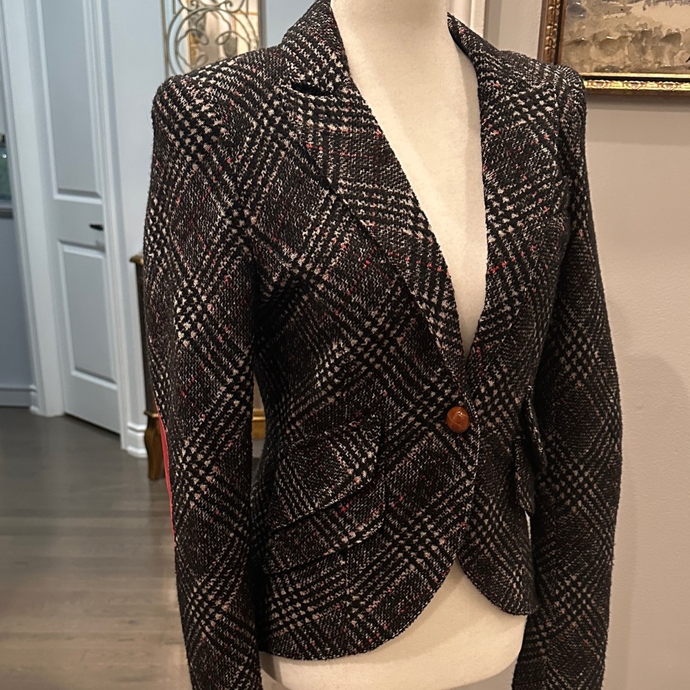 Smythe equestrian Black and White Plaid Blazer